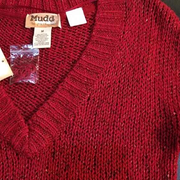New Red Sweater with red metallic & sequins - Picture 3 of 3